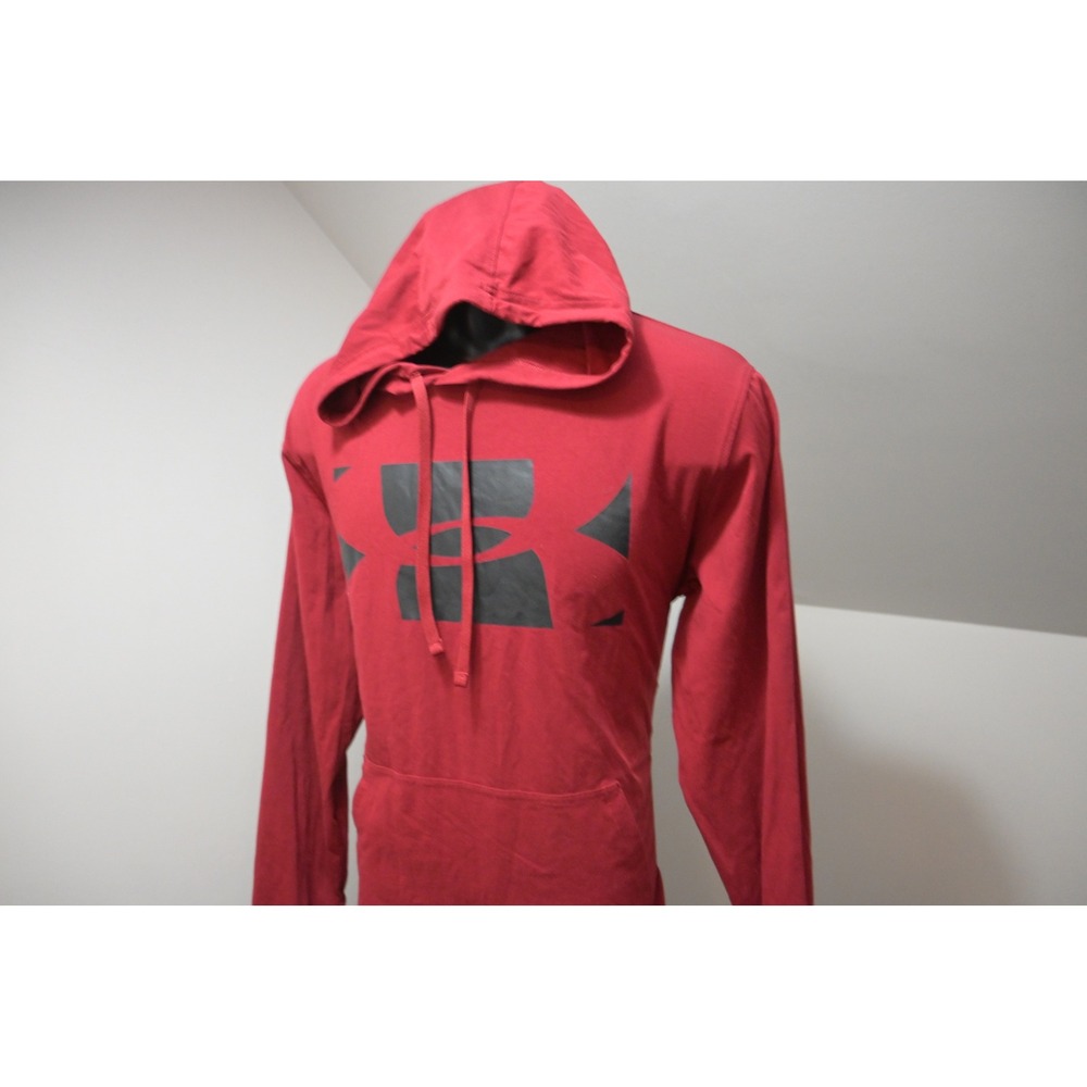 Under Armour Hooded Shirt Men Large Red Graphic Logo Activewear Excellent